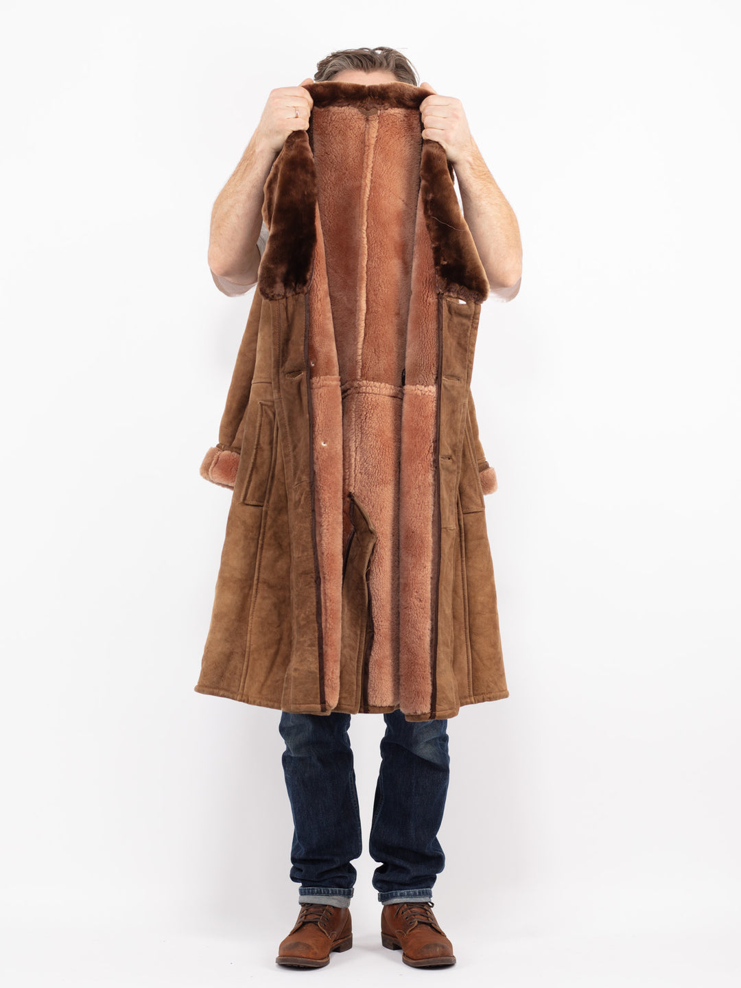 Vintage 70's Men Sheepskin Coat in BrownZ2673
