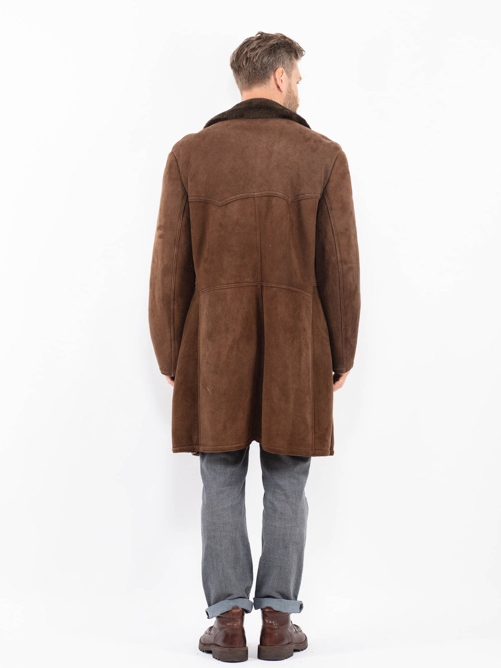 Vintage 70's Men Sheepskin Coat in BrownZ2292