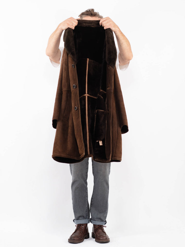 Vintage 70's Men Sheepskin Coat in BrownZ2292