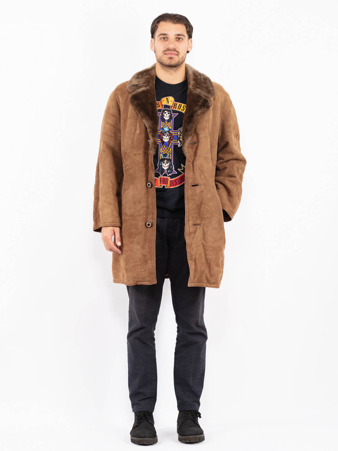 Vintage 70's Men Sheepskin Coat in BrownZ2384