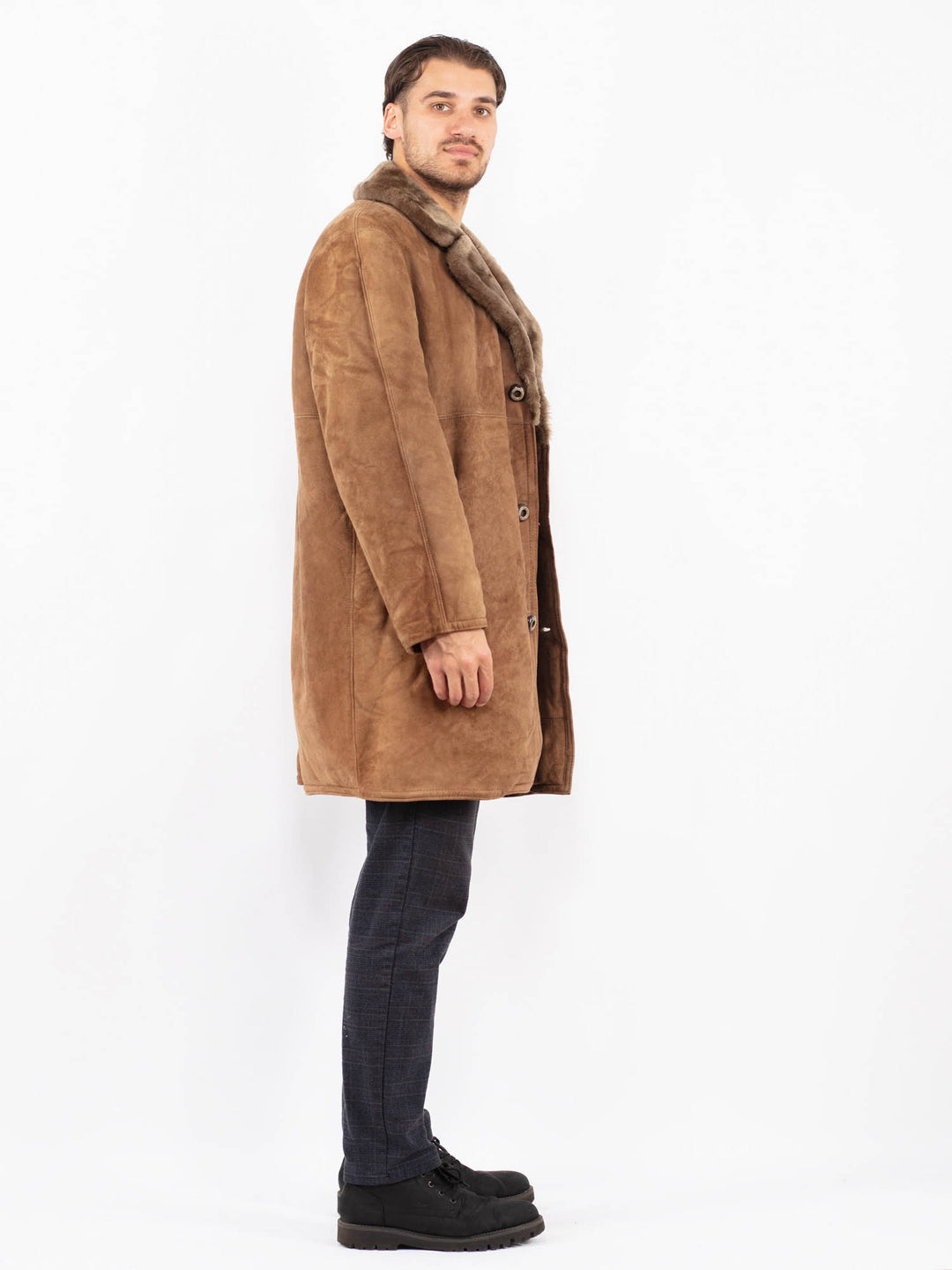 Vintage 70's Men Sheepskin Coat in BrownZ2384