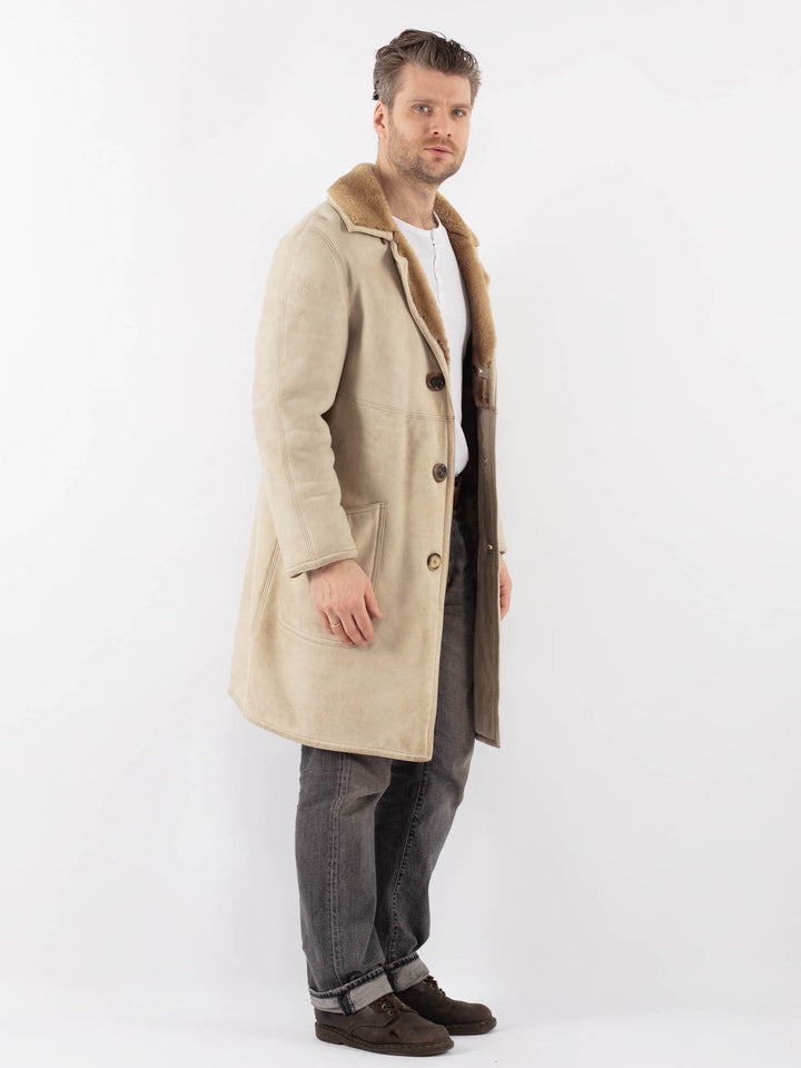 Vintage 70's Men Sheepskin Coat in BeigeZ1126