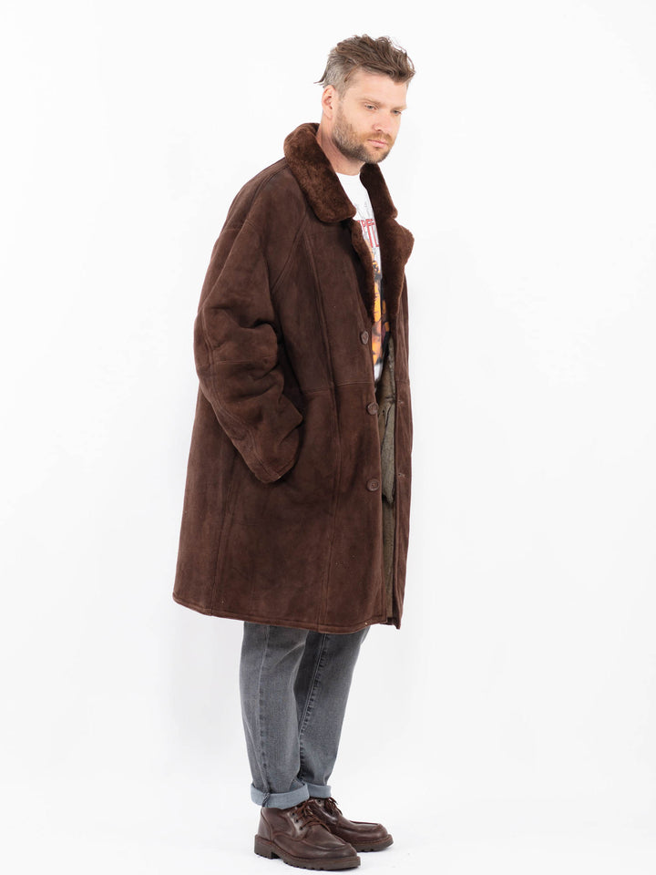 Vintage 70's Men Sheepskin Coat in BrownZ2293