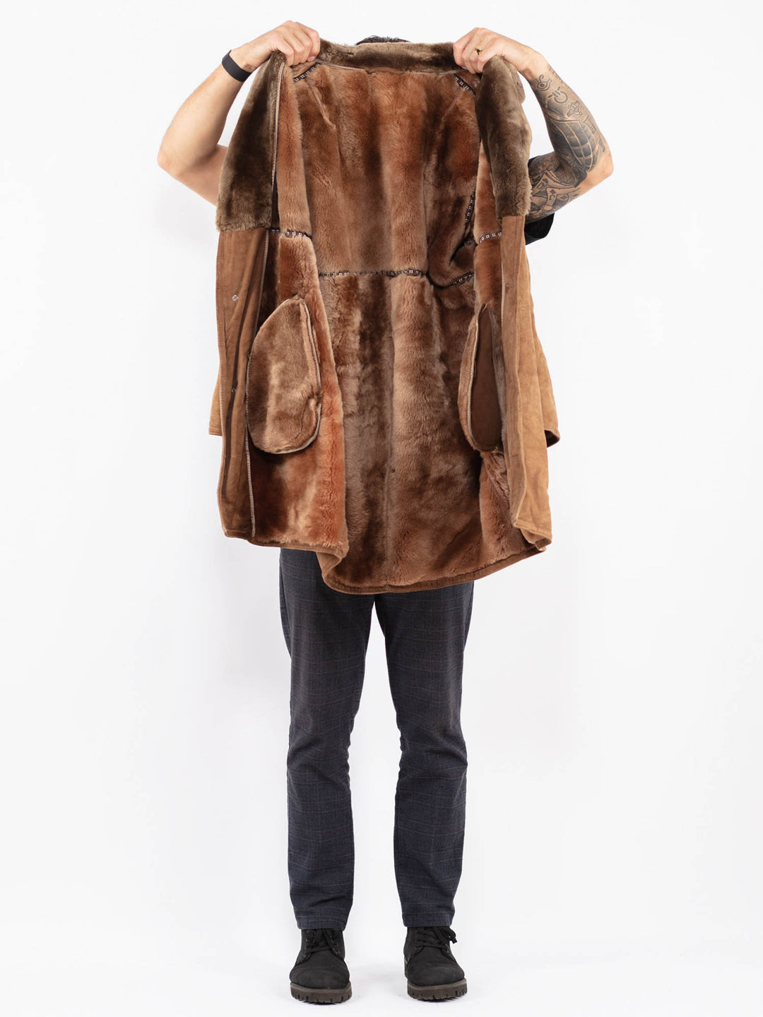 Vintage 70's Men Sheepskin Coat in BrownZ2384