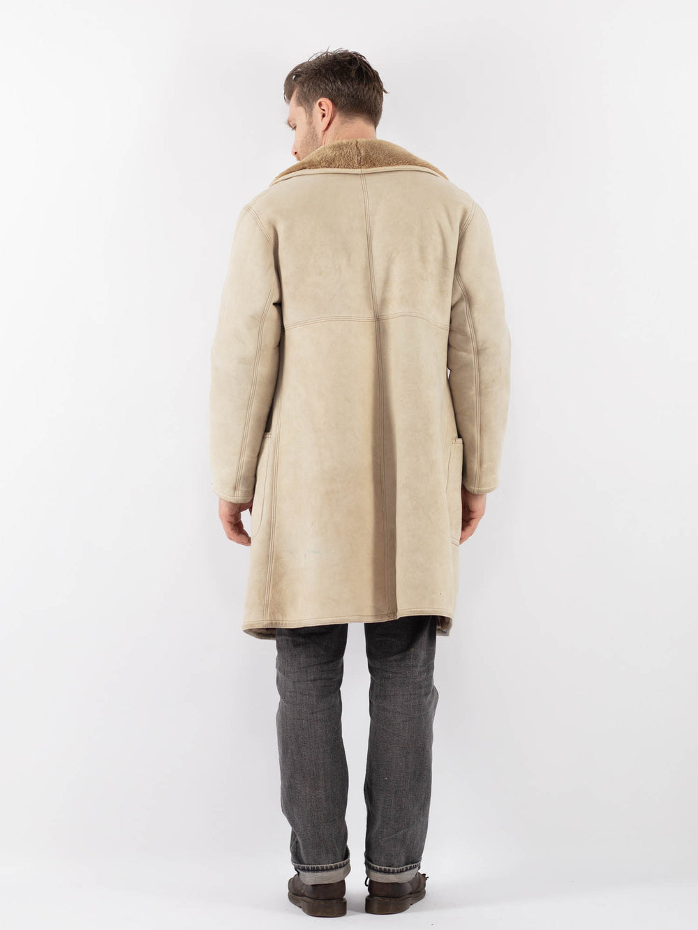 Vintage 70's Men Sheepskin Coat in BeigeZ1126