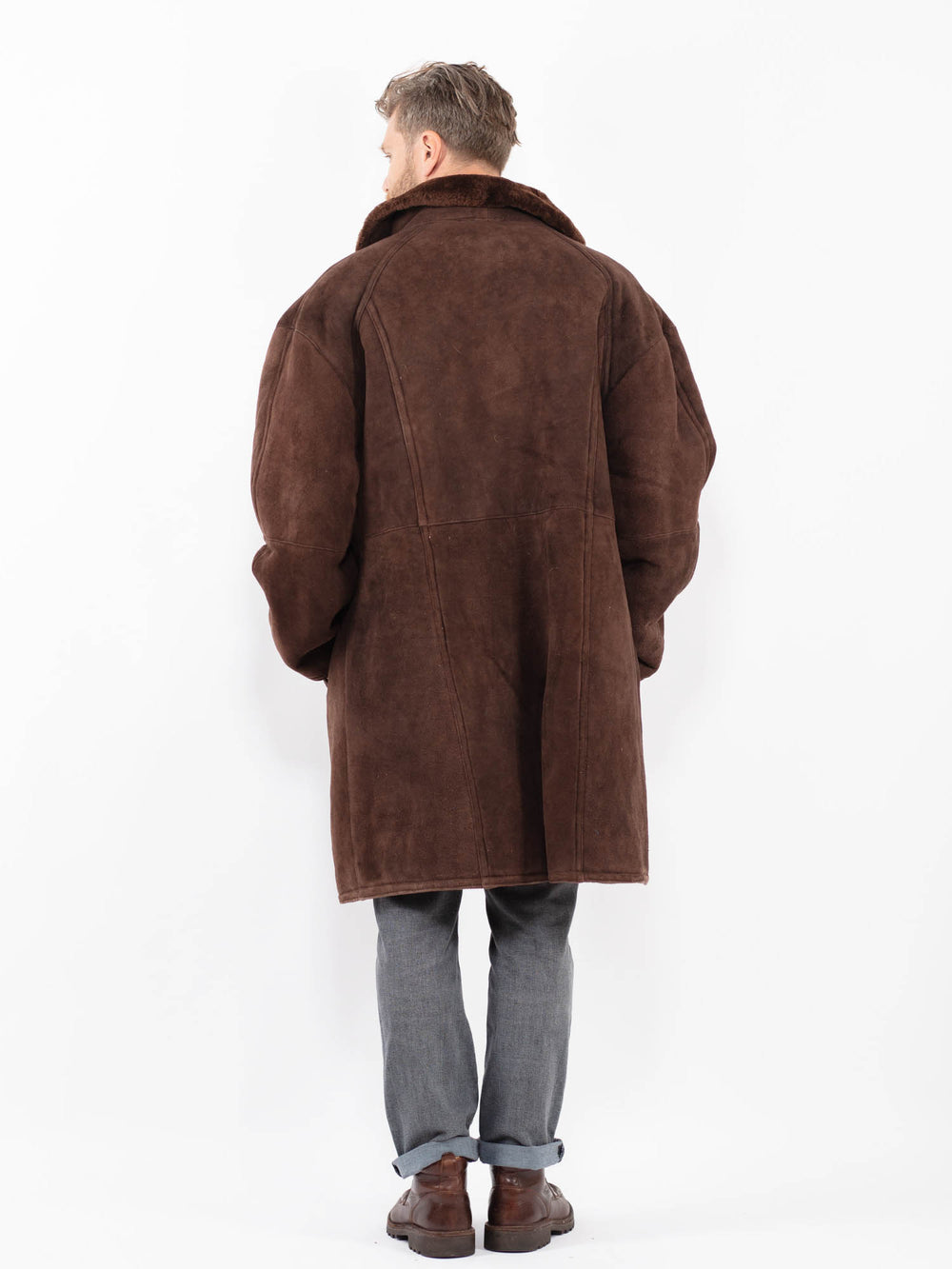 Vintage 70's Men Sheepskin Coat in BrownZ2293