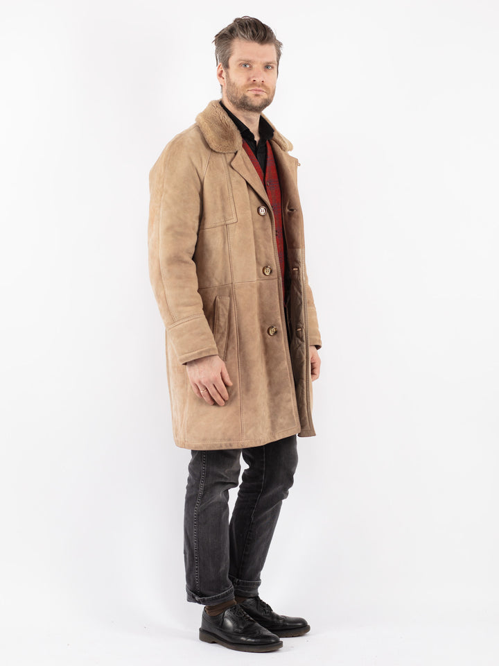 Vintage 70's Men Sheepskin Coat in BeigeZ192