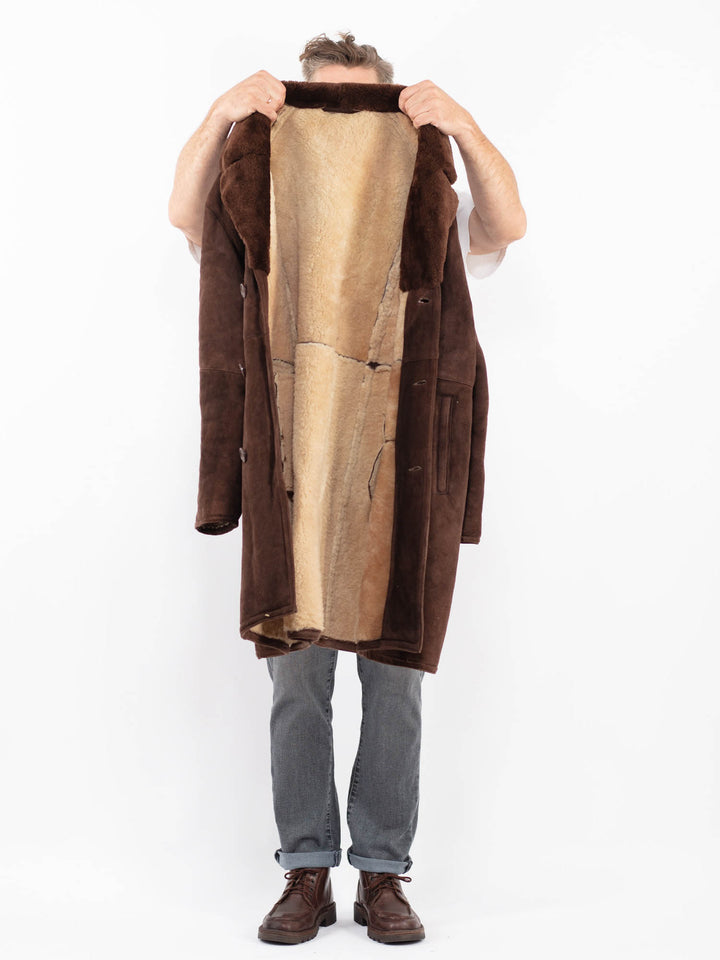 Vintage 70's Men Sheepskin Coat in BrownZ2293