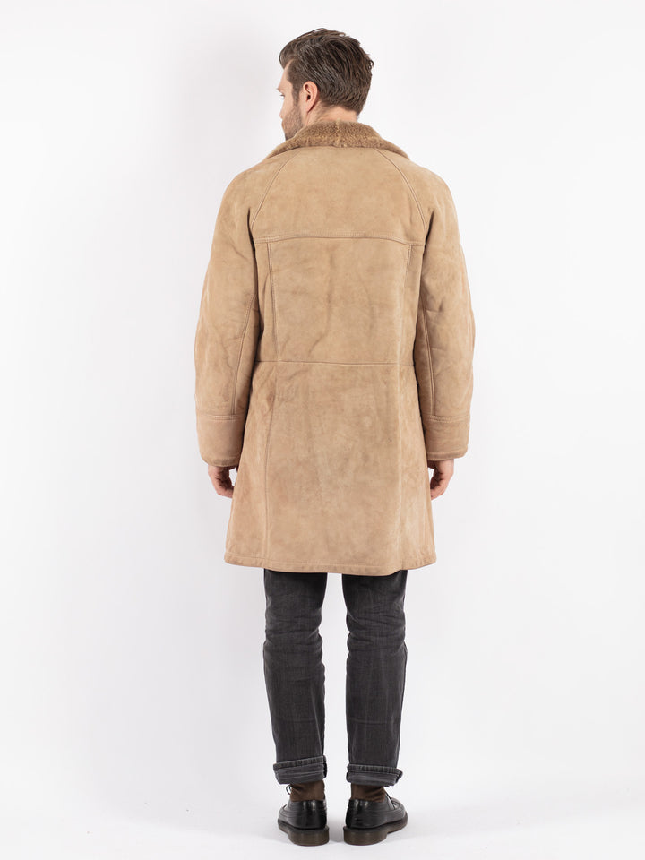 Vintage 70's Men Sheepskin Coat in BeigeZ192