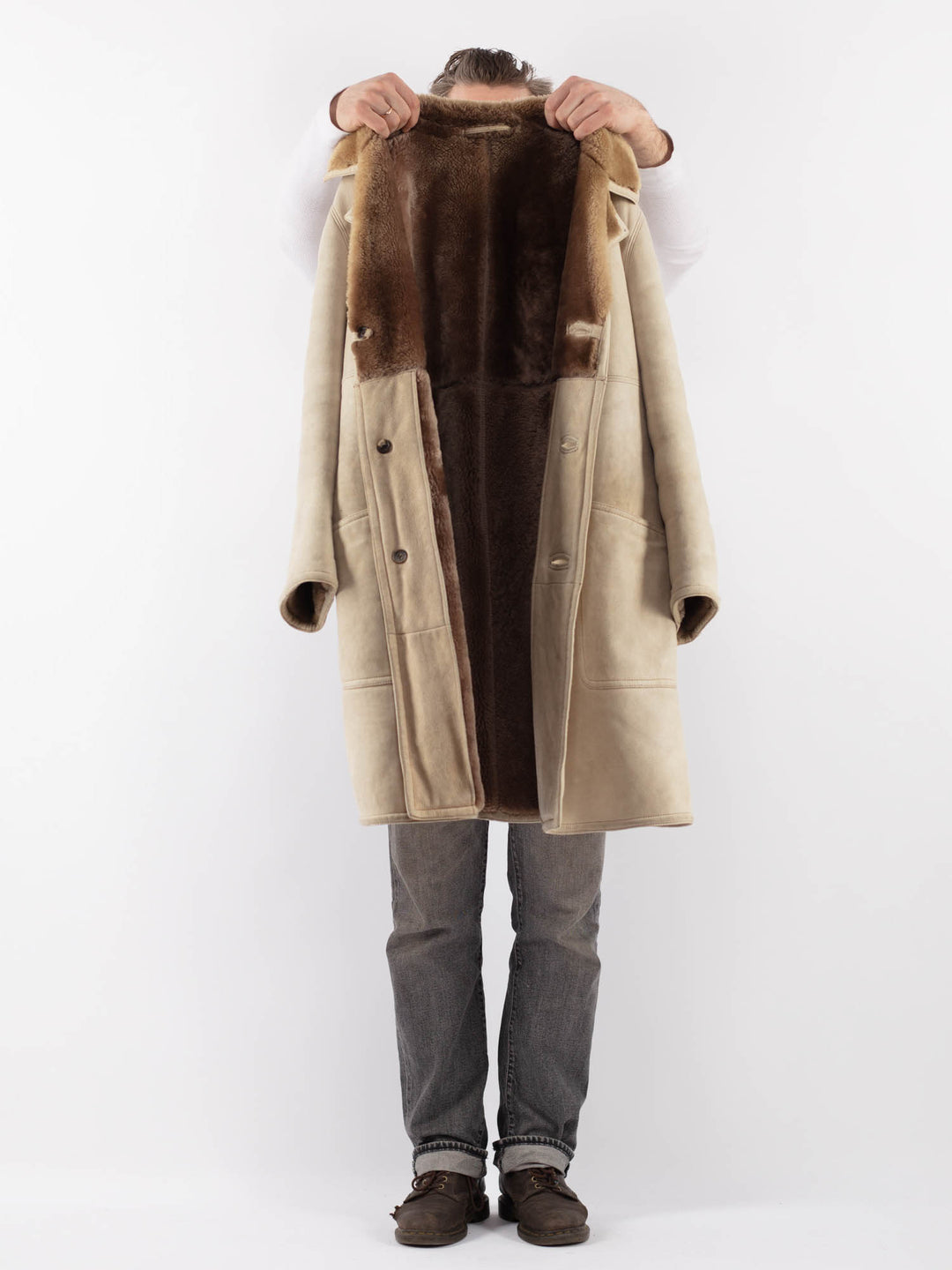 Vintage 70's Men Sheepskin Coat in BeigeZ1126