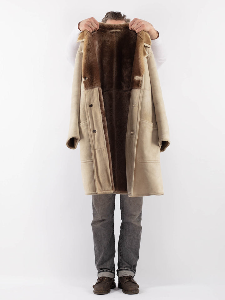 Vintage 70's Men Sheepskin Coat in BeigeZ1126