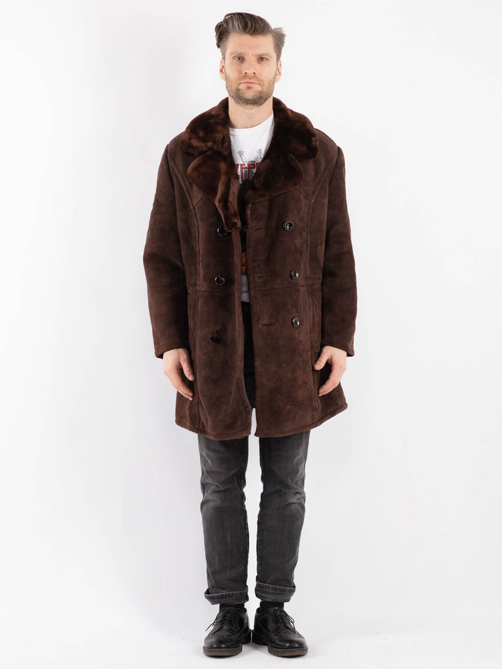 Vintage 70's Men Sheepskin Coat in BrownZ434