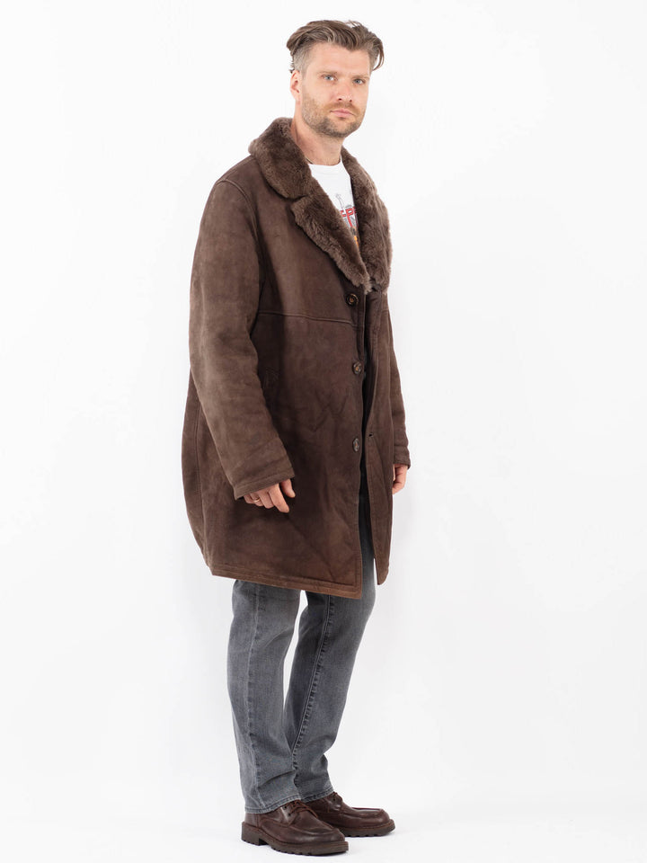Vintage 70's Men Sheepskin Coat in BrownZ2069