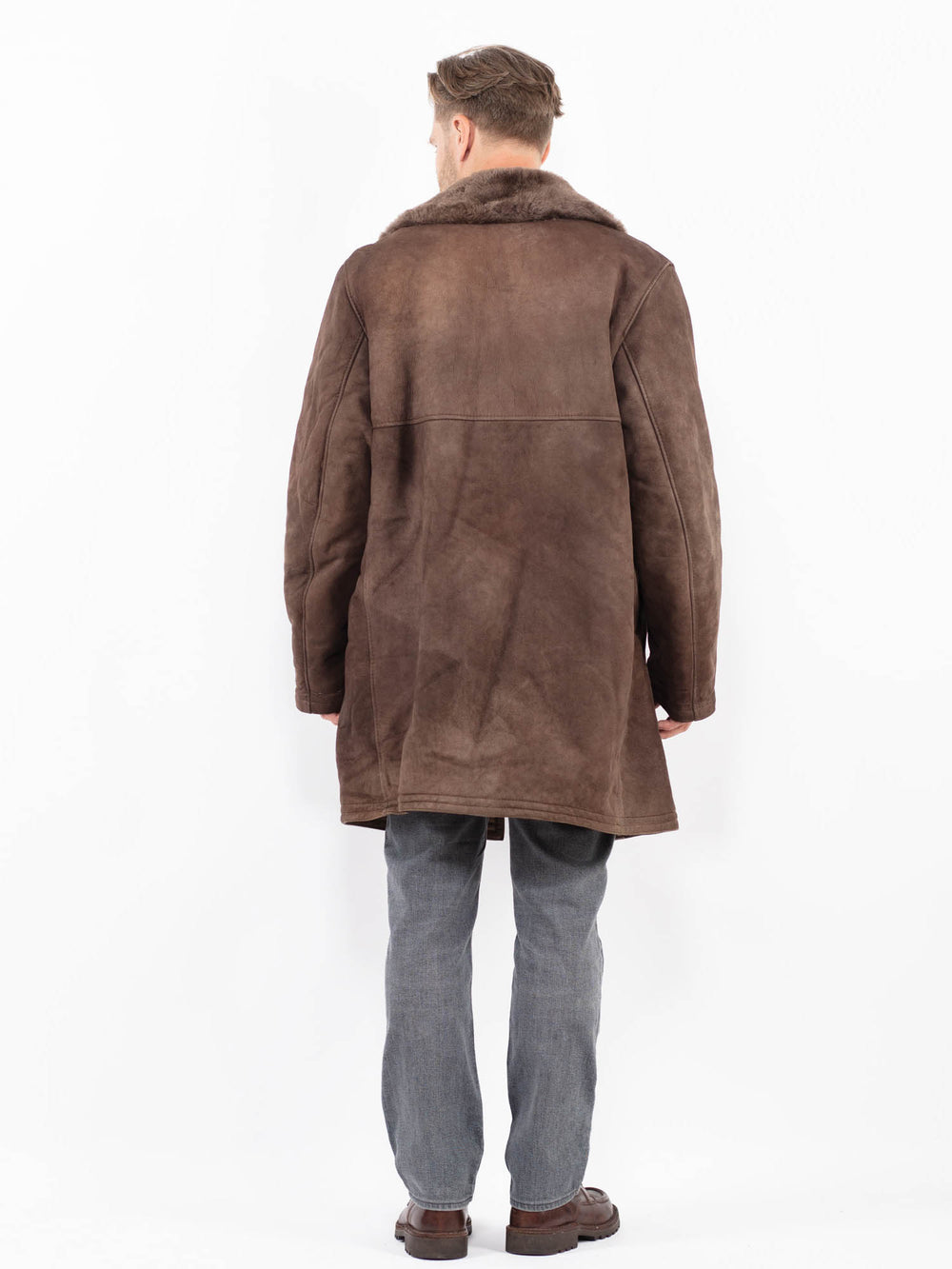 Vintage 70's Men Sheepskin Coat in BrownZ2069