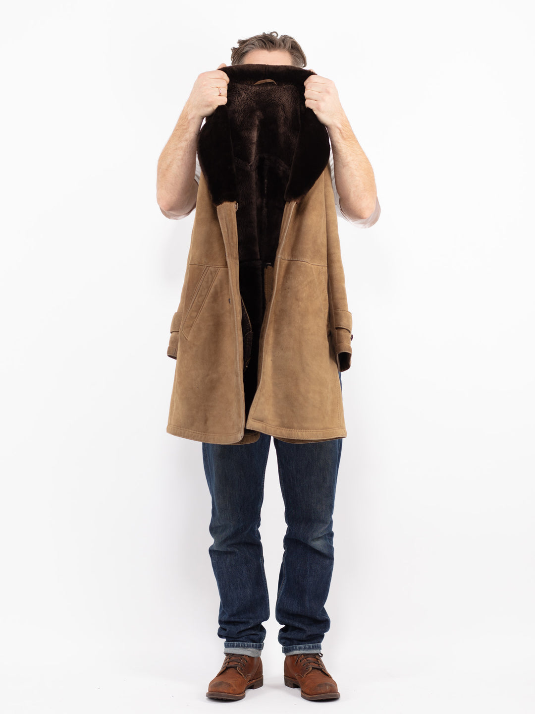 Vintage 70's Men Sheepskin Coat in BeigeZ2676