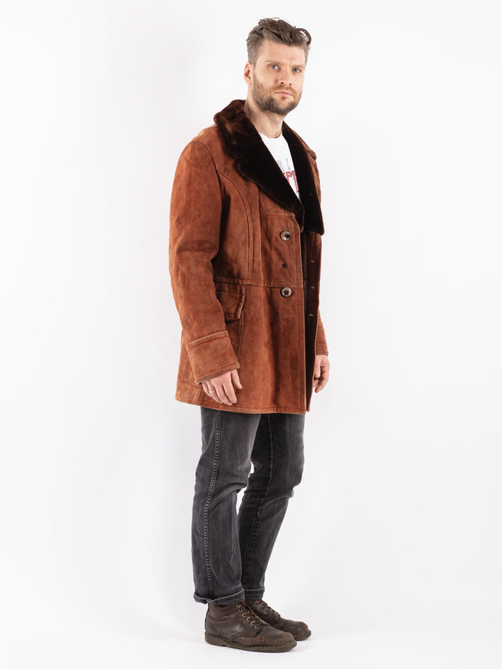 Vintage 70's Men Sheepskin Coat in Brown