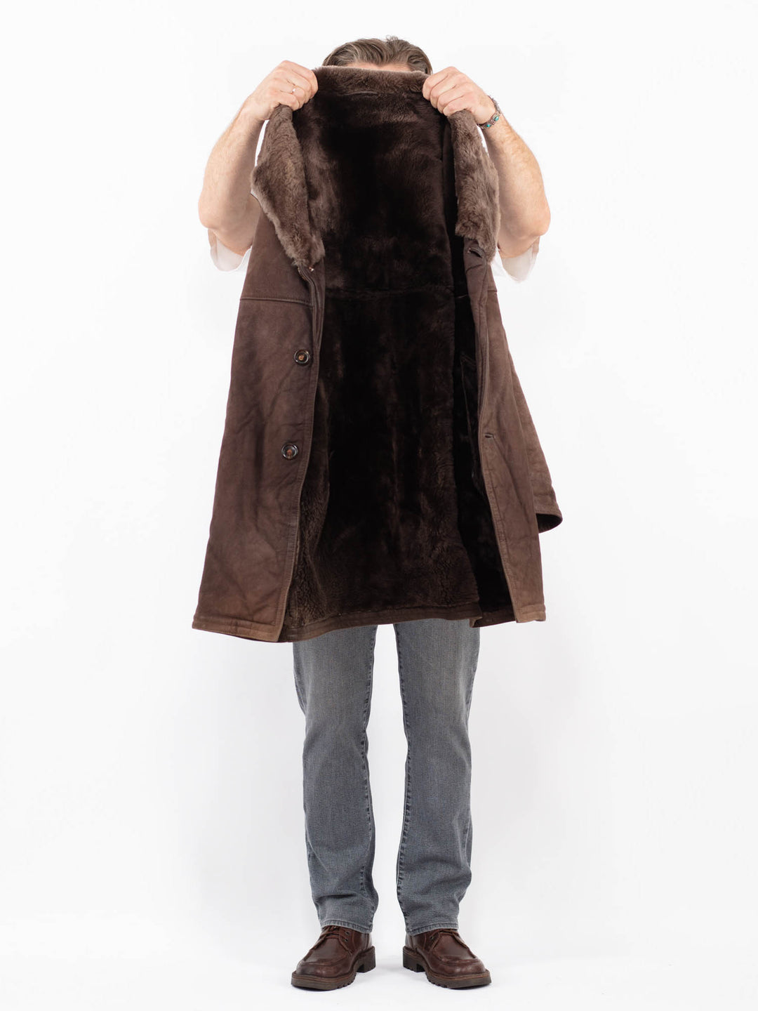 Vintage 70's Men Sheepskin Coat in BrownZ2069