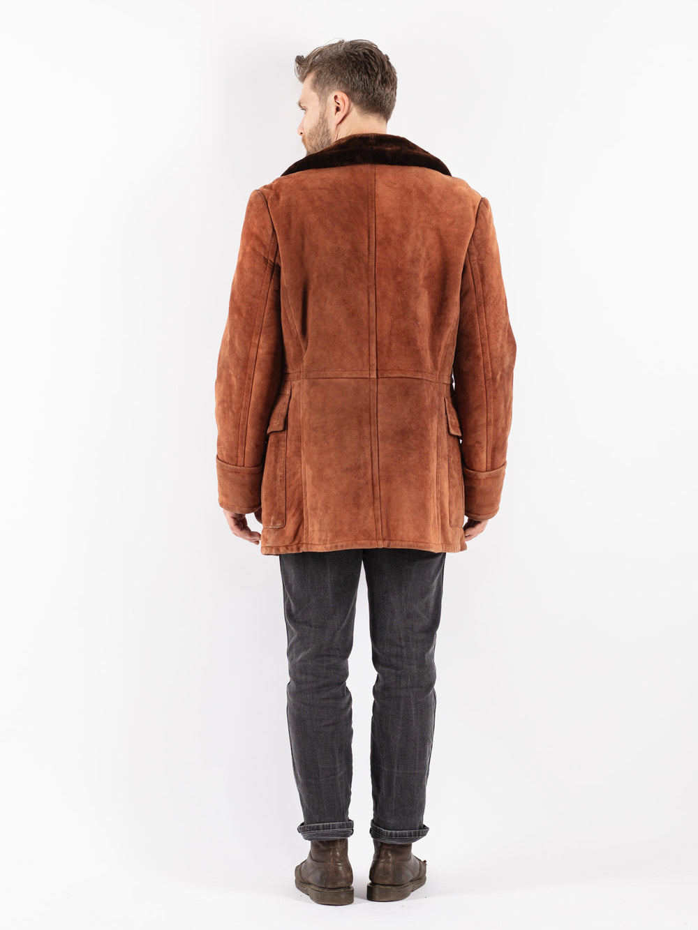 Vintage 70's Men Sheepskin Coat in Brown