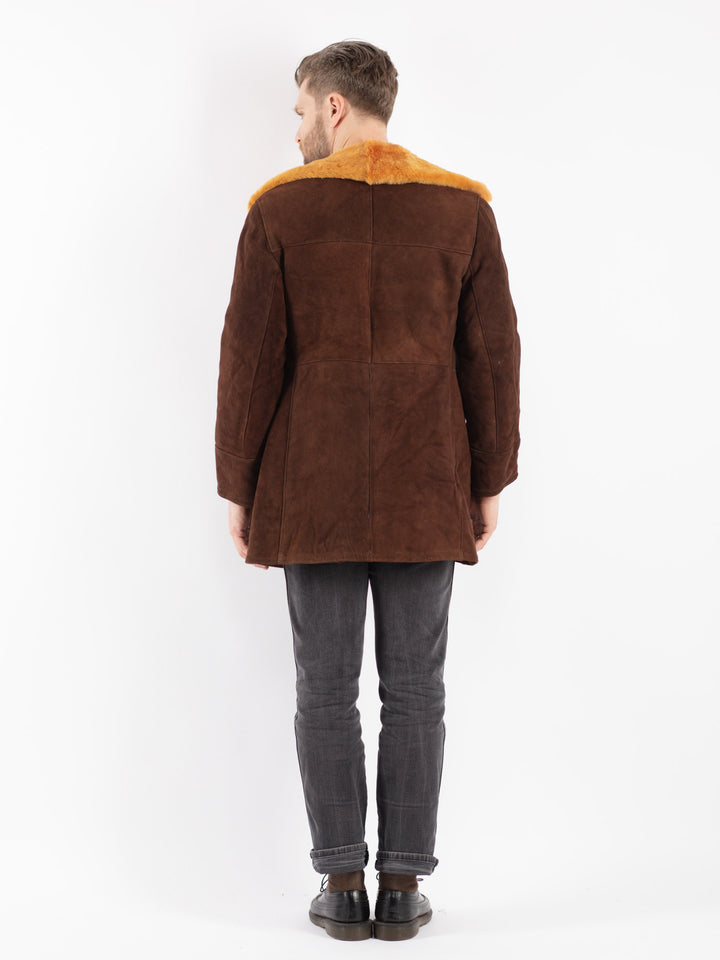 Vintage 70's Men Sheepskin Coat in Brown - NorthernGrip