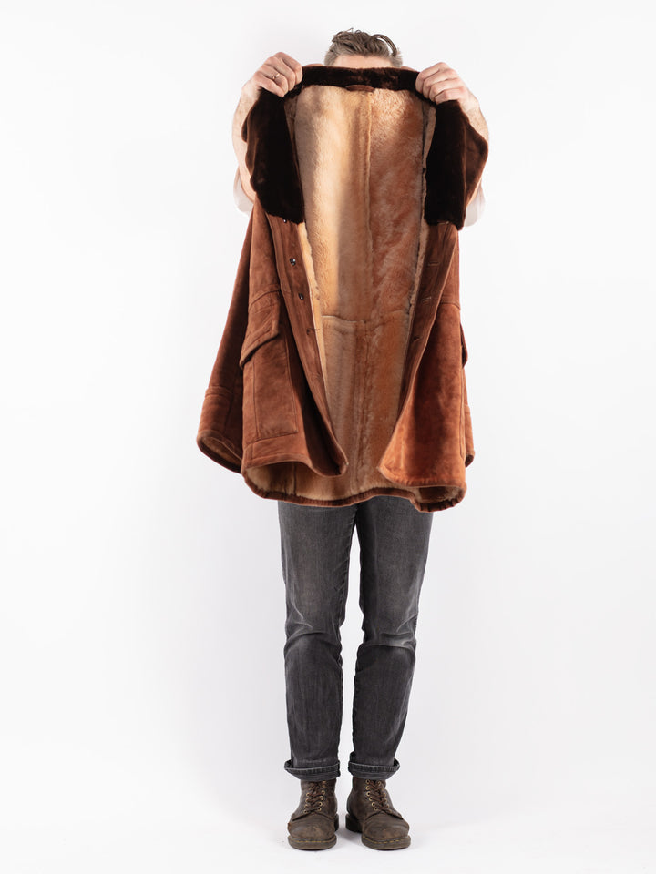 Vintage 70's Men Sheepskin Coat in Brown