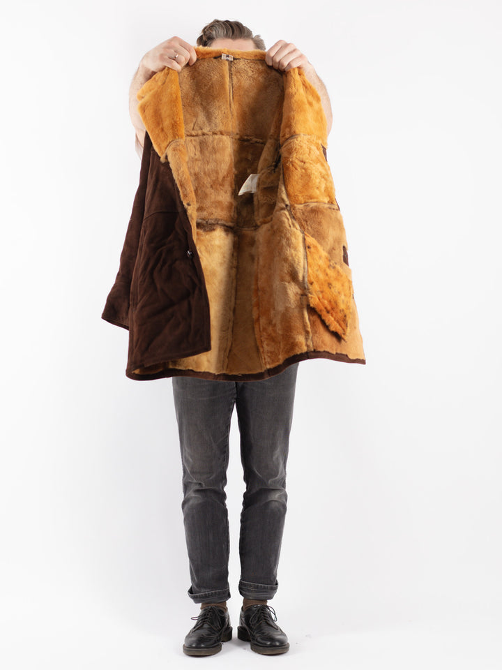 Vintage 70's Men Sheepskin Coat in Brown - NorthernGrip