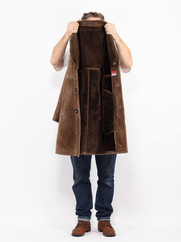 Vintage 70's Men Sheepskin Coat in BrownZ2677