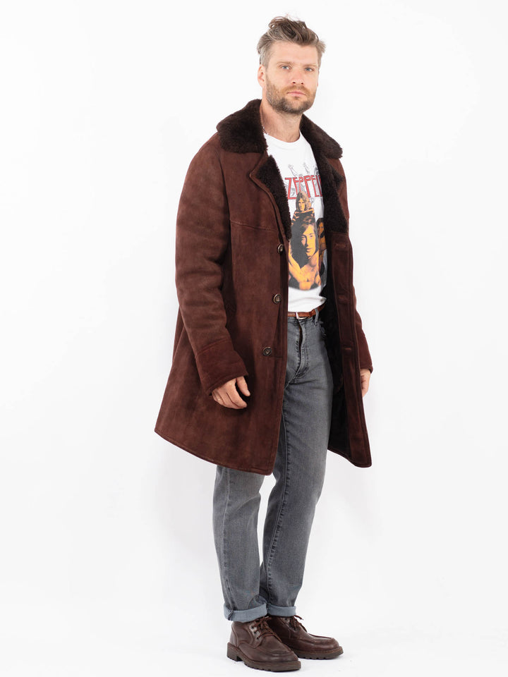 Vintage 70's Men Sheepskin Coat in BrownZ2296