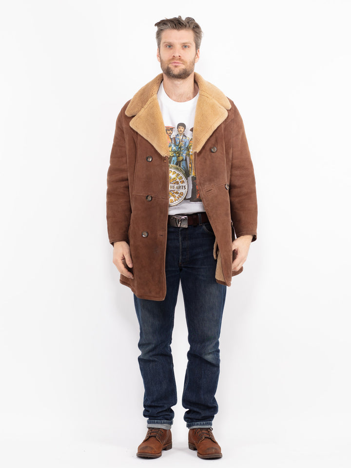 Vintage 70's Men Sheepskin Coat in BrownZ2678