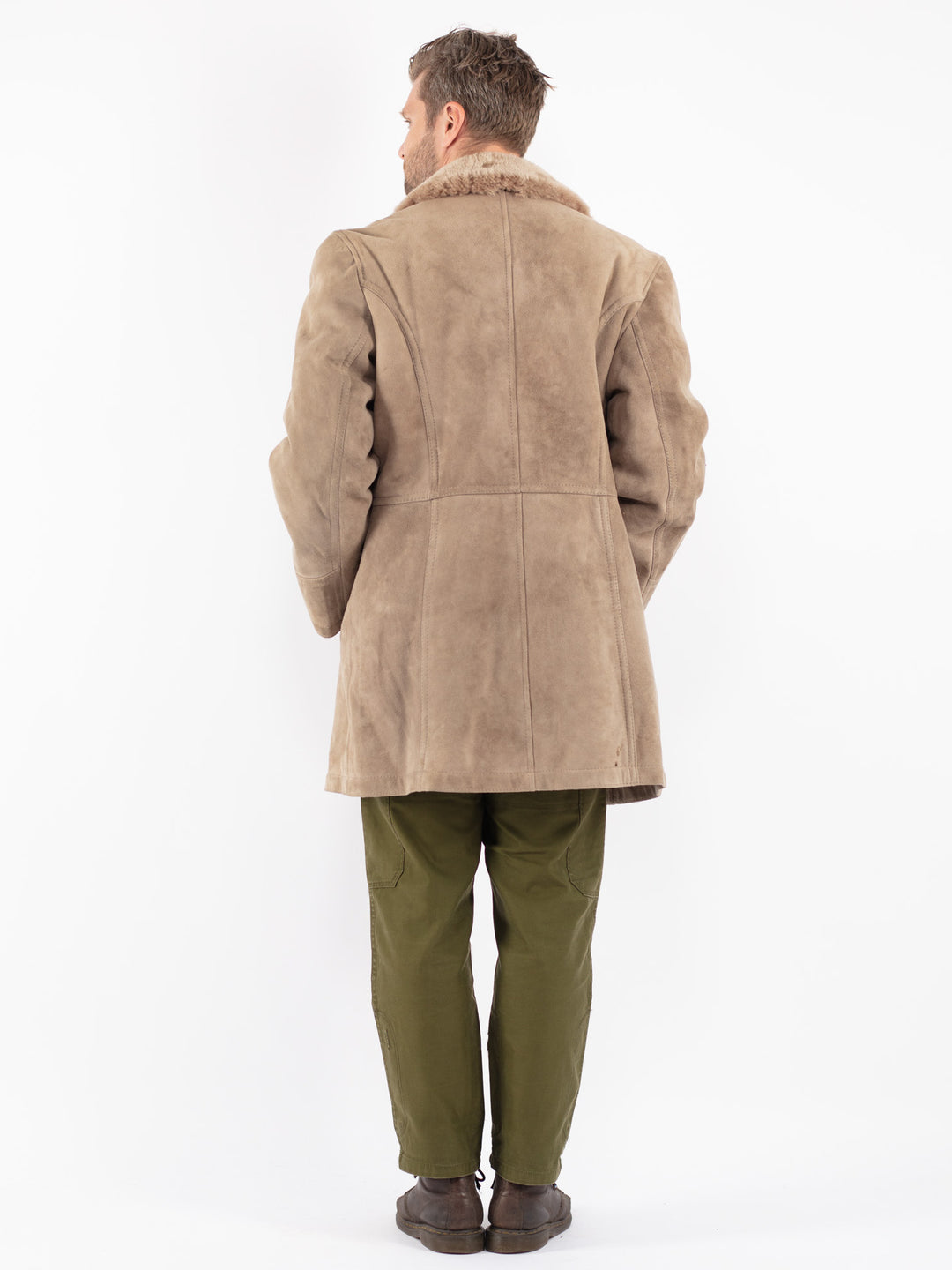 Vintage 70's Men Sheepskin Coat in Beige