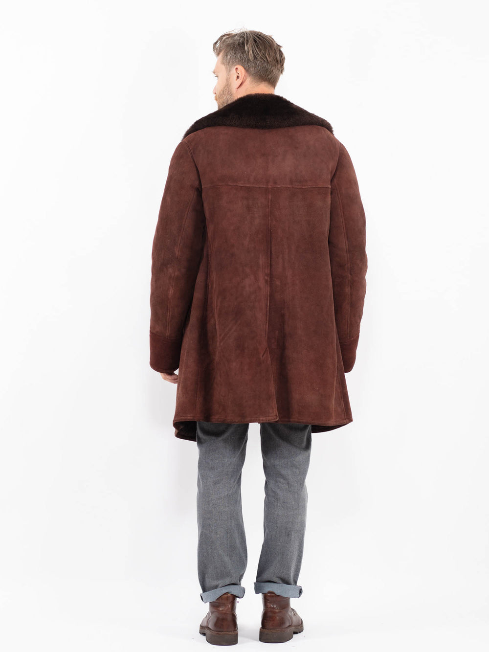 Vintage 70's Men Sheepskin Coat in BrownZ2296