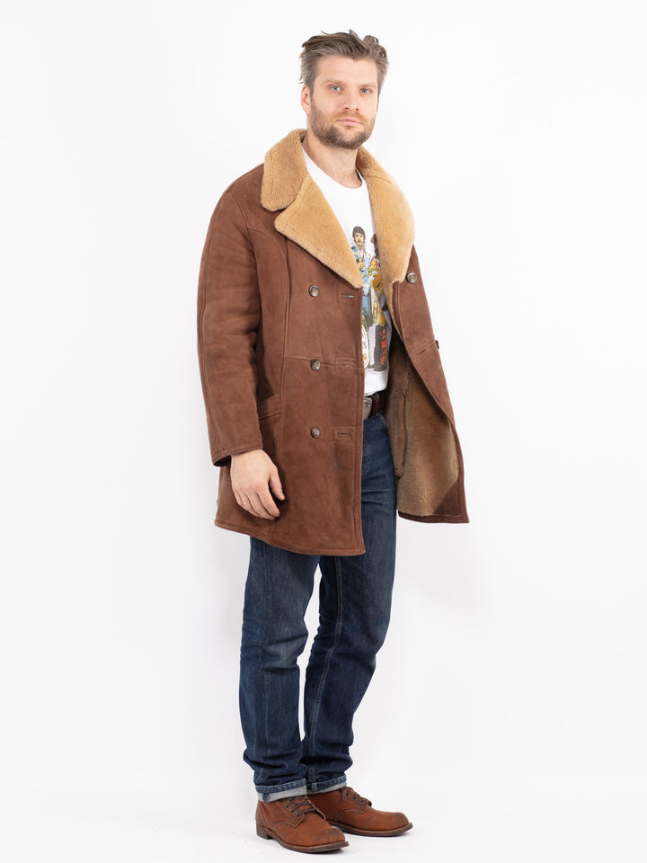 Vintage 70's Men Sheepskin Coat in BrownZ2678