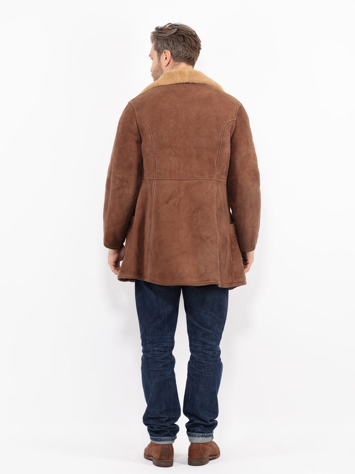 Vintage 70's Men Sheepskin Coat in BrownZ2678