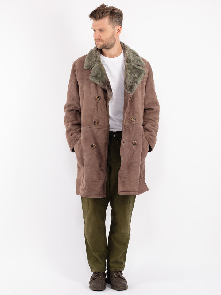 Vintage 70's Men Sheepskin Coat in Brown
