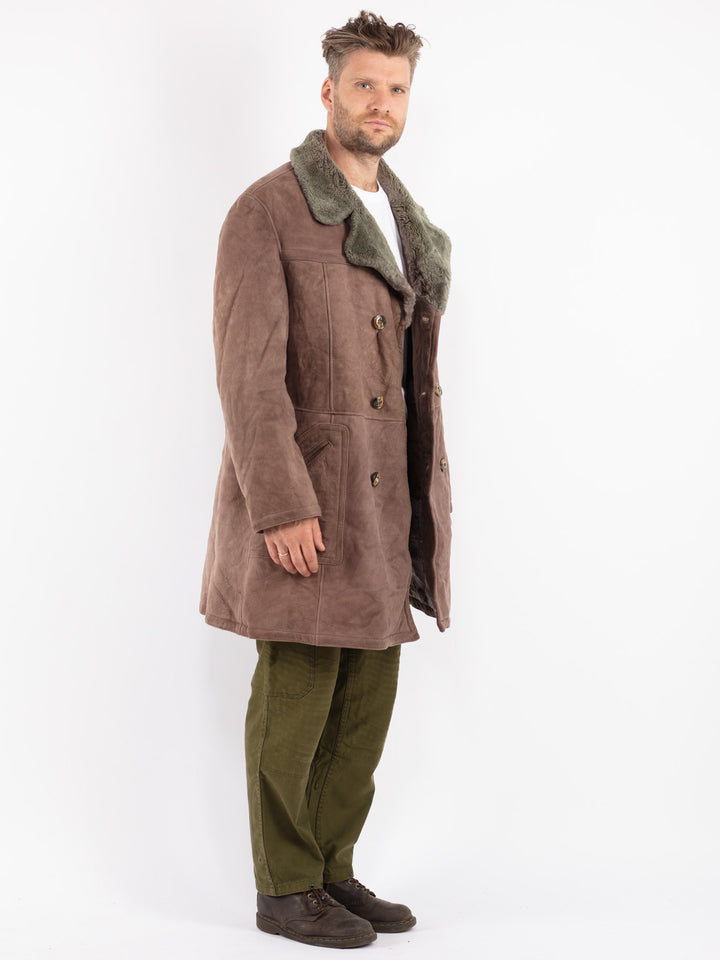 Vintage 70's Men Sheepskin Coat in Brown