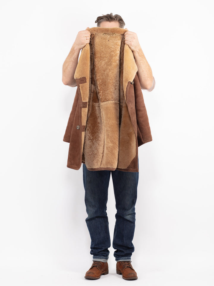 Vintage 70's Men Sheepskin Coat in BrownZ2678