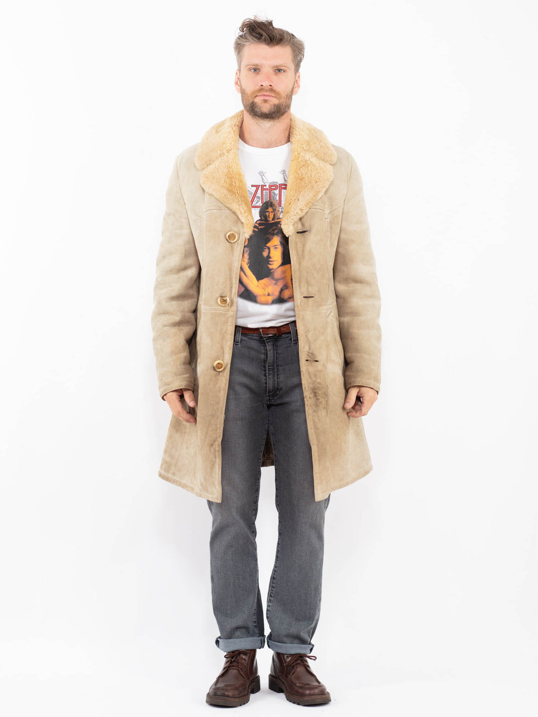 Vintage 70's Men Sheepskin in BeigeZ2297