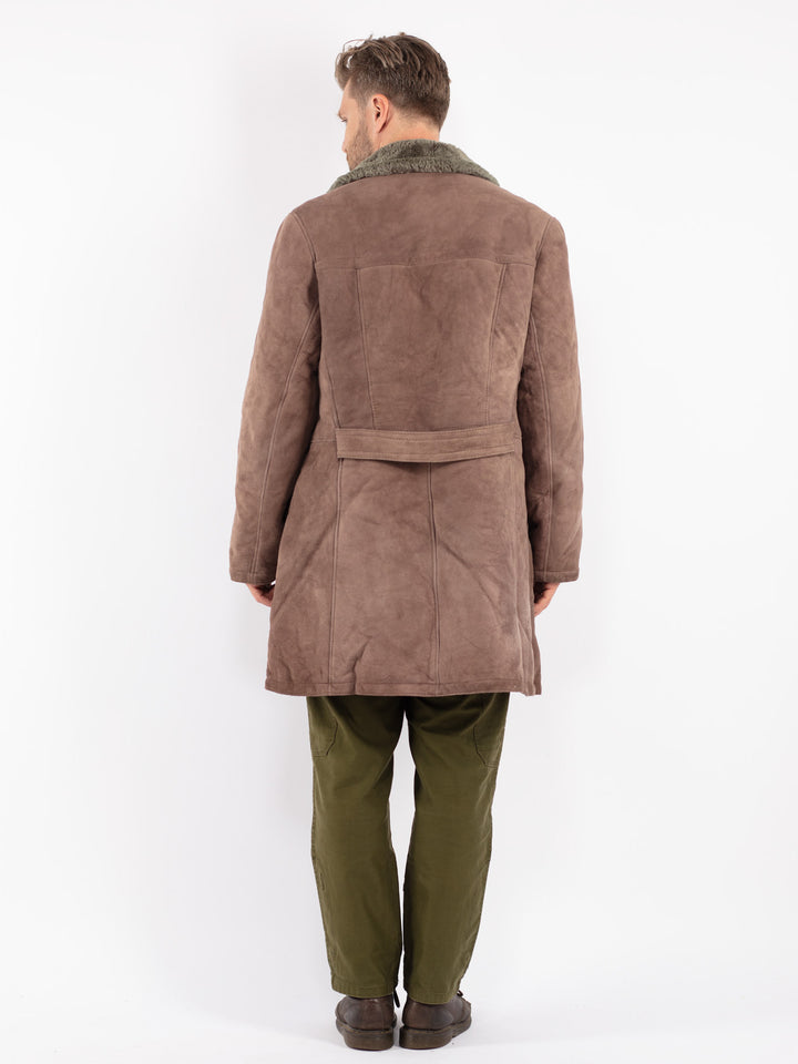 Vintage 70's Men Sheepskin Coat in Brown
