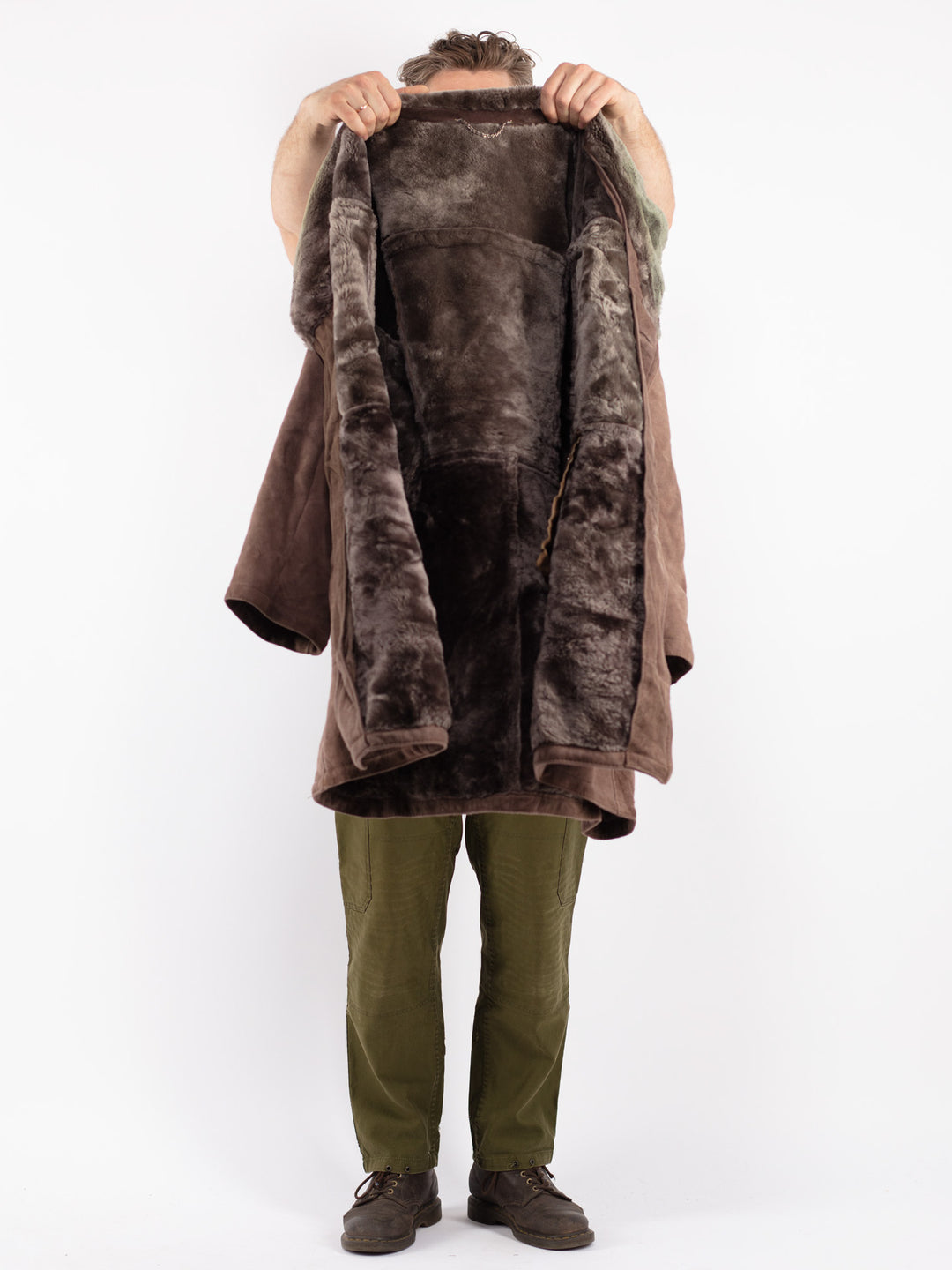 Vintage 70's Men Sheepskin Coat in Brown