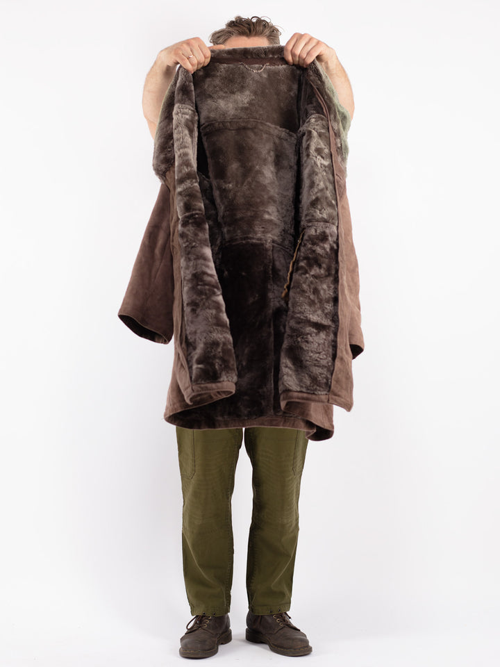 Vintage 70's Men Sheepskin Coat in Brown
