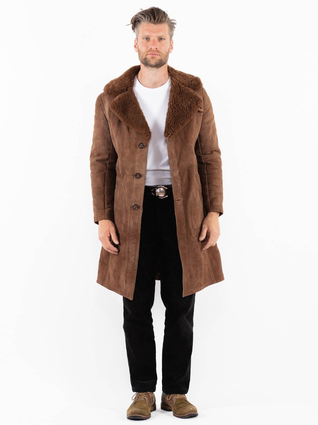 Vintage 70's Men Sheepskin Coat in BrownZ1850