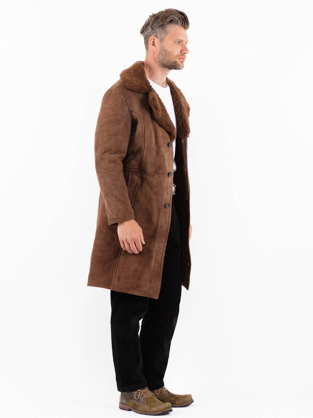 Vintage 70's Men Sheepskin Coat in BrownZ1850