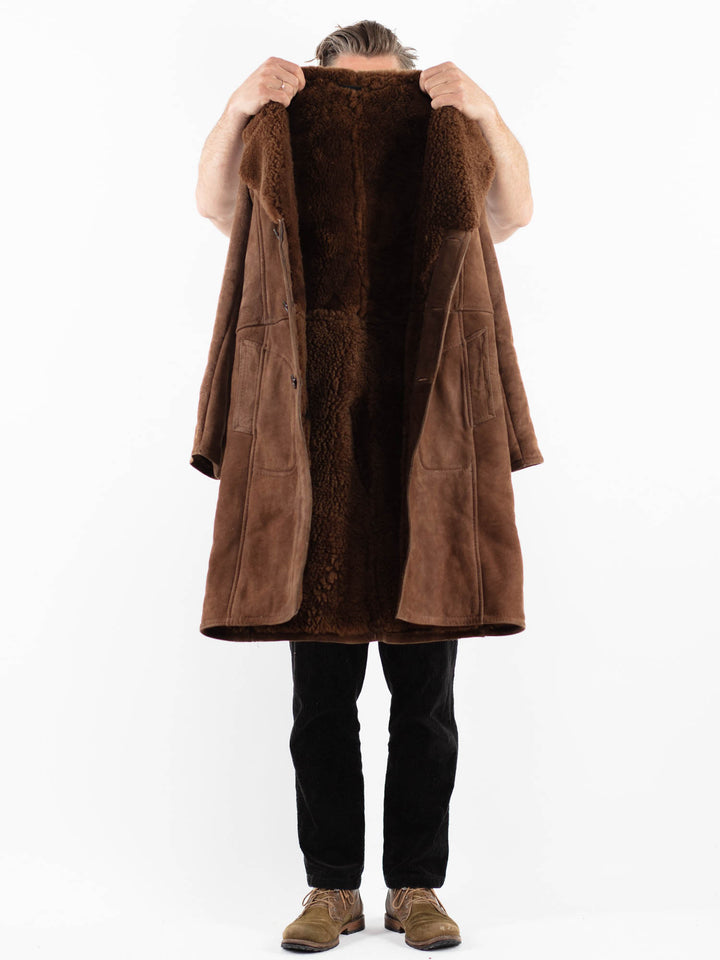 Vintage 70's Men Sheepskin Coat in BrownZ1850
