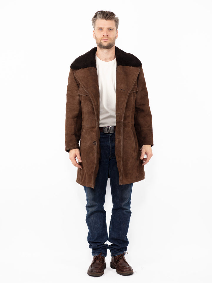 Vintage 70's Men Sheepskin Coat in Brown