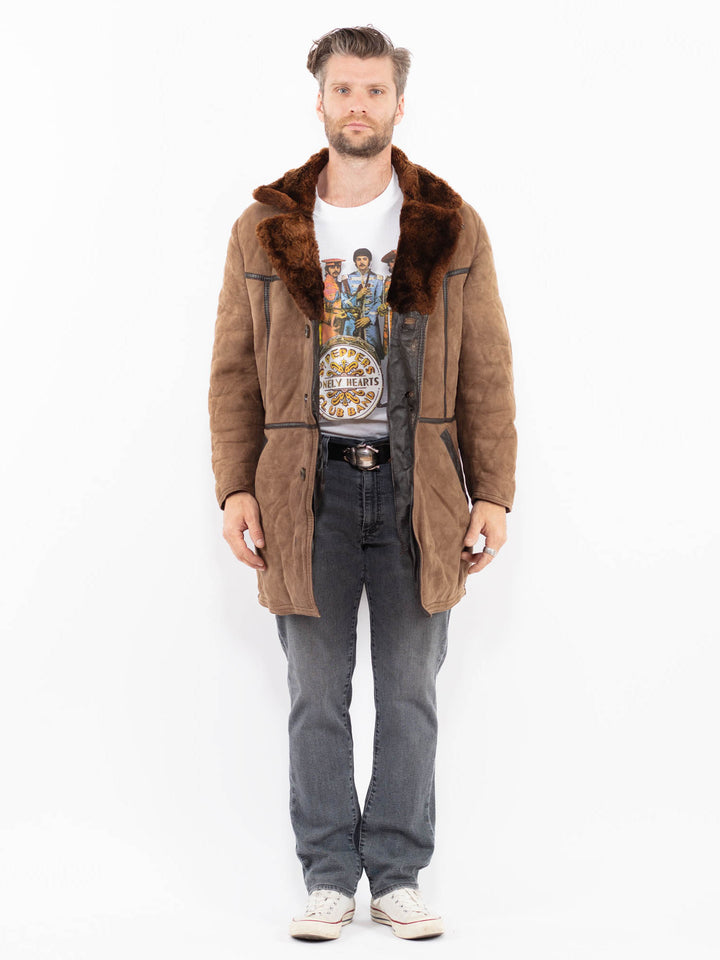 Vintage 70's Men Sheepskin Coat in BrownZ1952