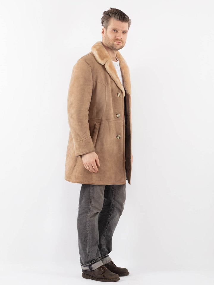 Vintage 70's Men Sheepskin Coat in BeigeZ1134
