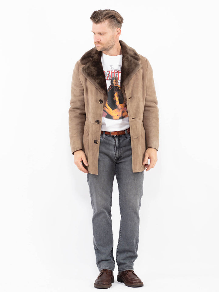 Vintage 70's Men Sheepskin Coat in BeigeZ2076