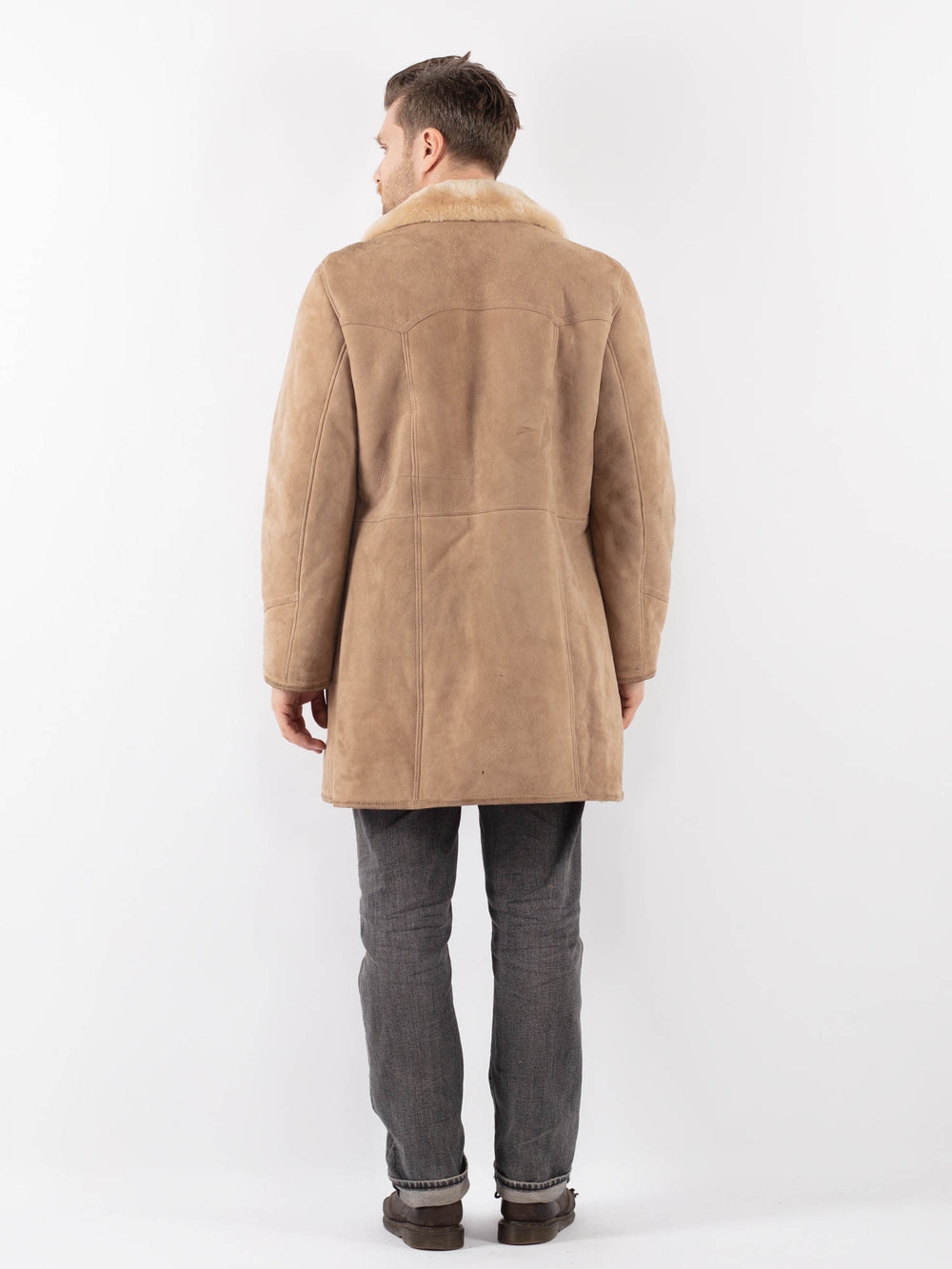 Vintage 70's Men Sheepskin Coat in BeigeZ1134