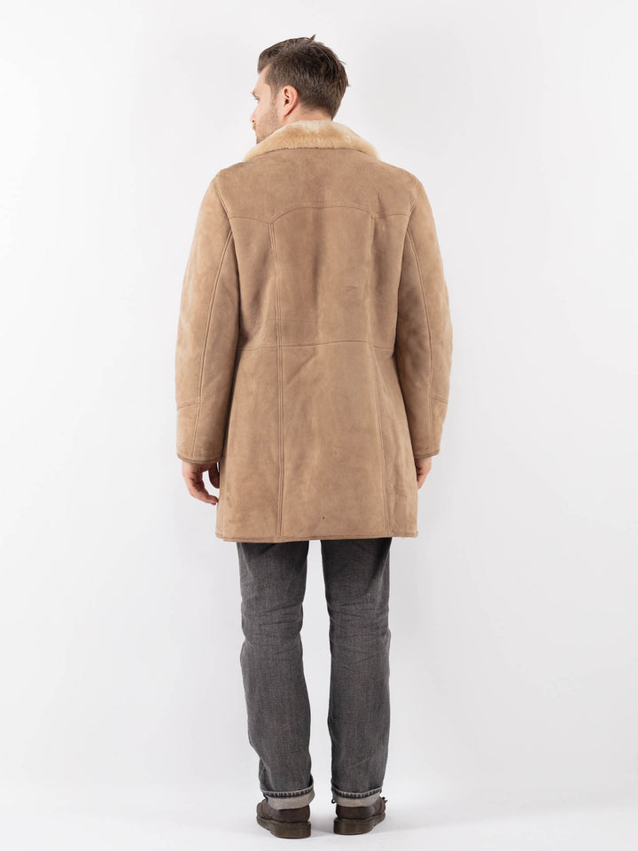 Vintage 70's Men Sheepskin Coat in BeigeZ1134