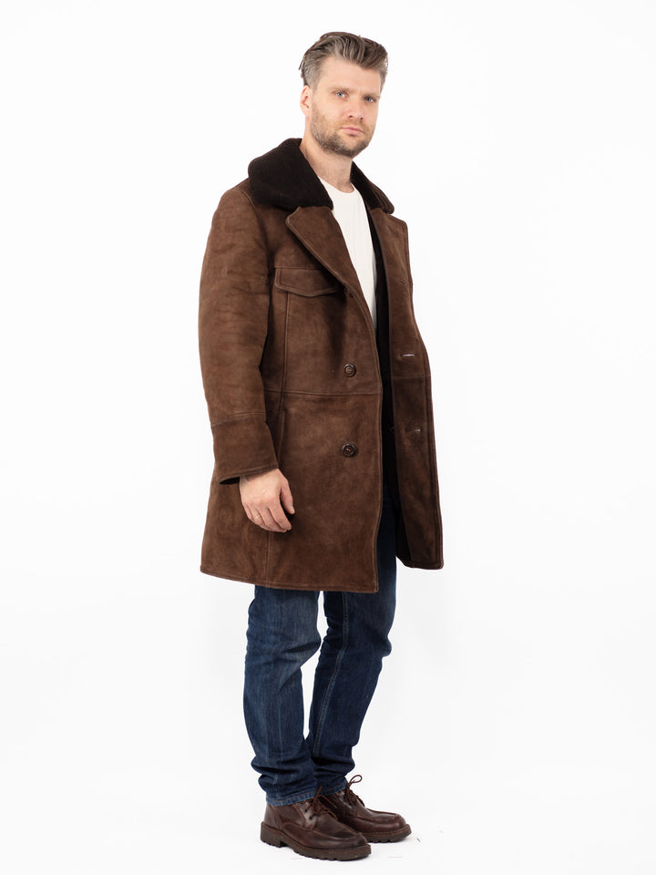 Vintage 70's Men Sheepskin Coat in Brown