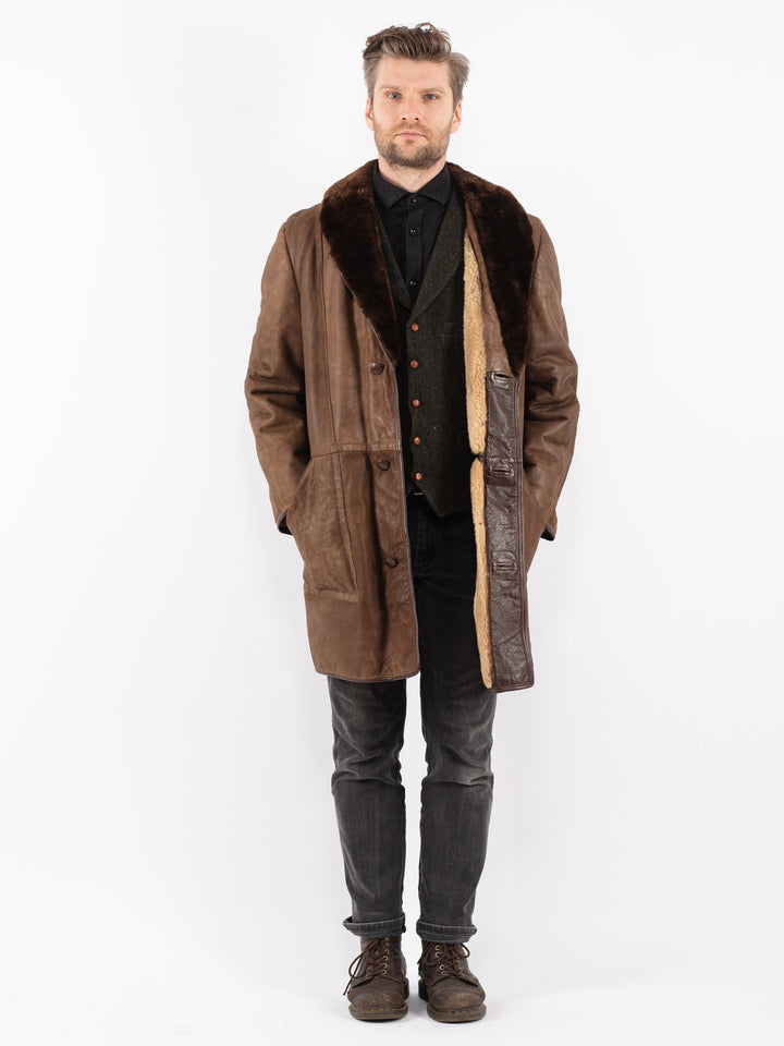 Vintage 70's Men Sheepskin Coat in Brown